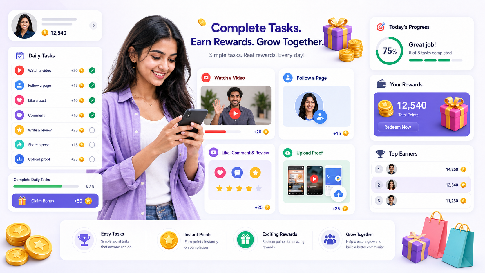 SehVarta social task rewards poster